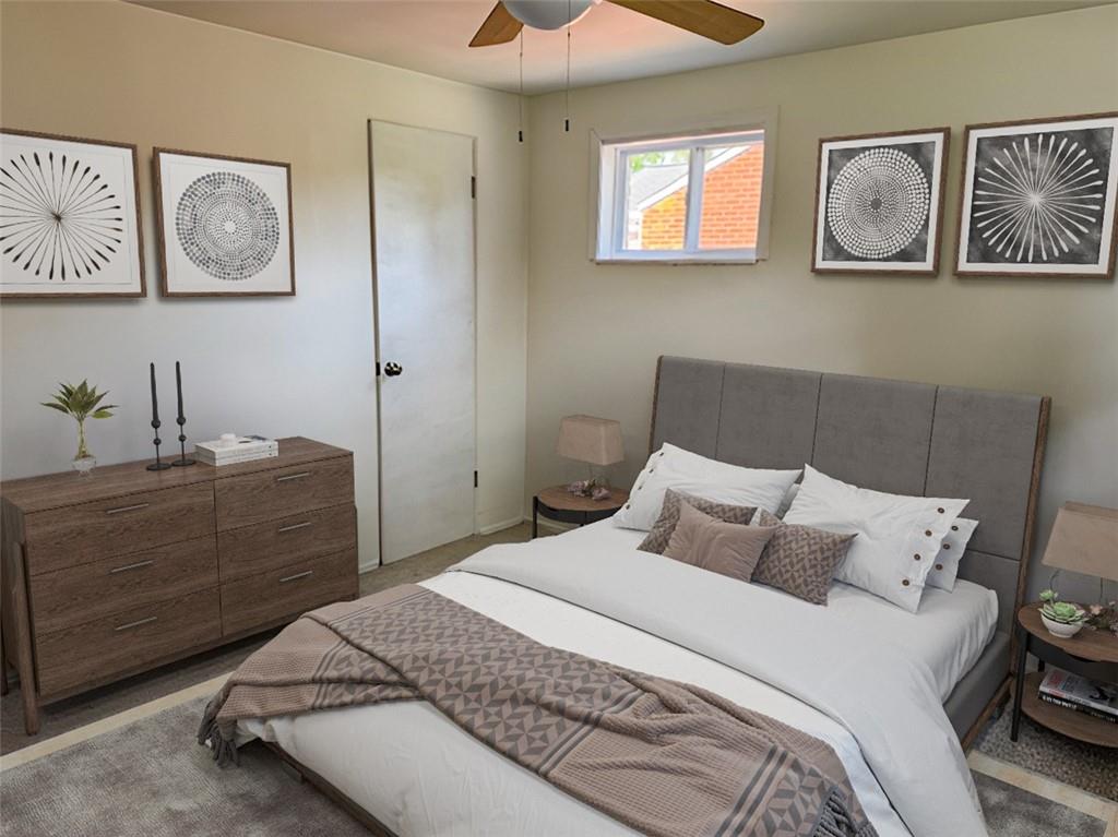 279 Olympic Road Pittsburgh, PA 15236 - Photo 13 of 25 a bedroom with a bed and a chandelier
