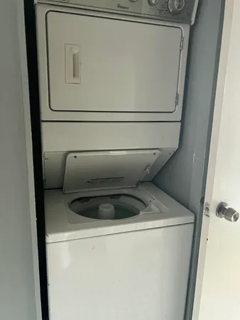 a close up view of washer and dryer