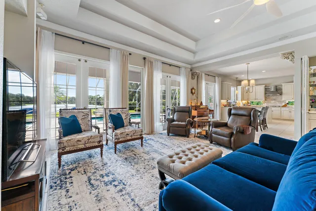 a view of a backyard with swimming pool