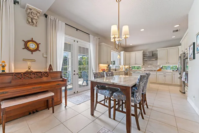 a view of a lake with houses in the back