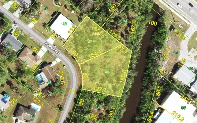 an aerial view of a swimming pool