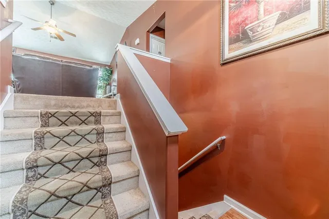 a view of wooden staircase