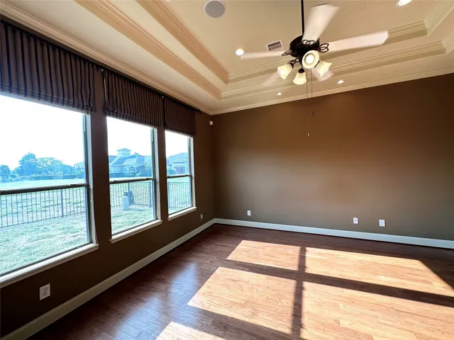 a view of a hallway with a chandelier