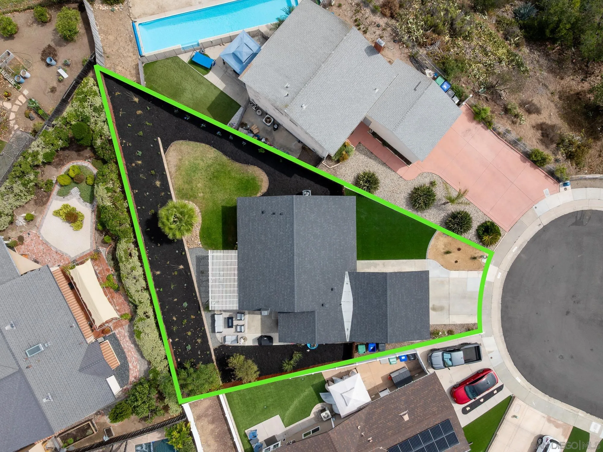 6832 Lazy Clouds San Diego, CA 92120 - Photo 43 of 45 an aerial view of a house with a yard