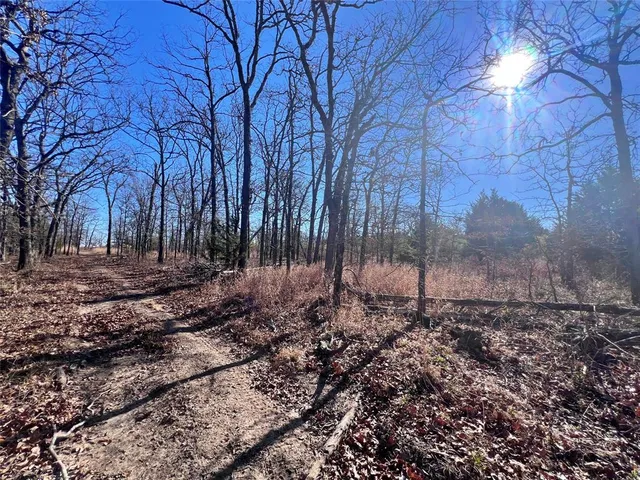 a view of a yard with wooden fence