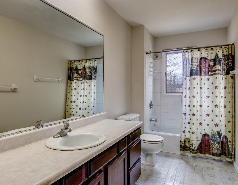 11808 Wheeler Road Durand, IL 61024 - Photo 18 of 25 a bathroom with a sink a toilet and shower curtain