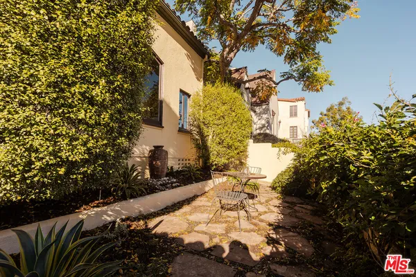 a view of a yard with plants
