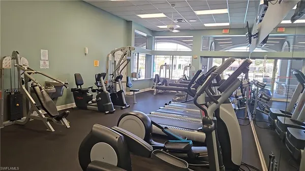 a view of a room with gym equipment