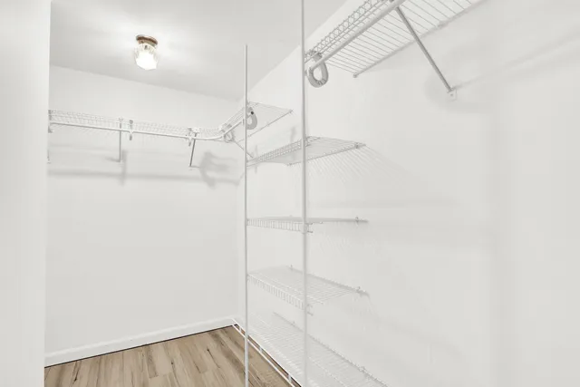 a view of small space with racks on the wall