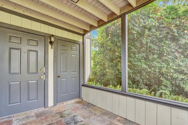 a view of a porch with a porch