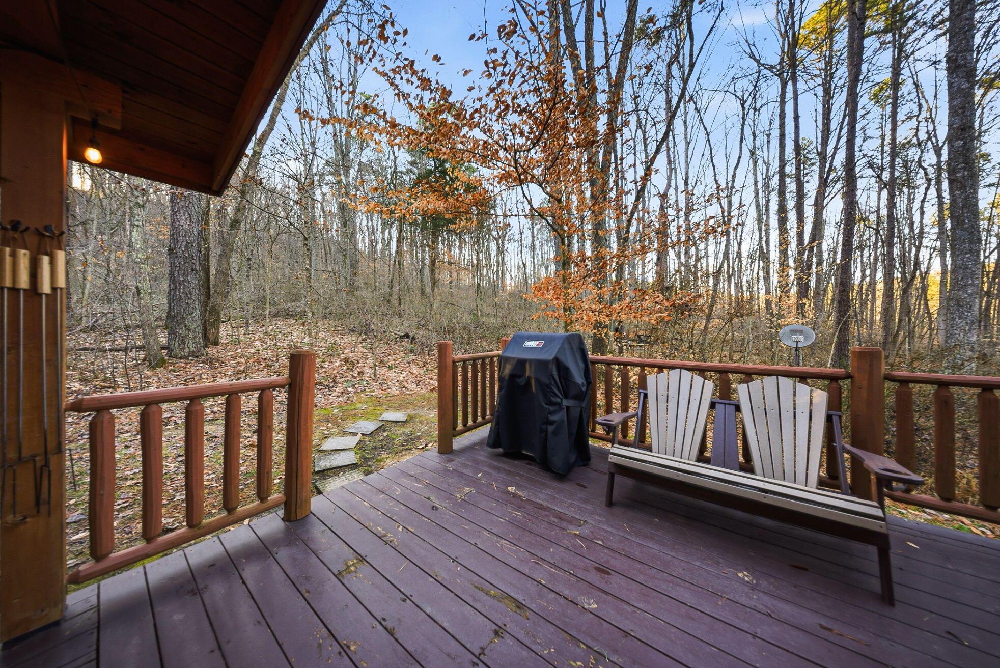 15399 Clapper Hollow Road Laurelville, OH 43135 - Photo 38 of 61 Back Deck with Hot Tub, Gas Grill, and Marked Hiking Trails to the Fire Pit and Pond