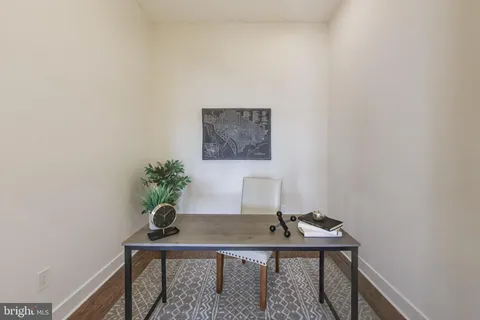 a view of a workspace with a potted plant