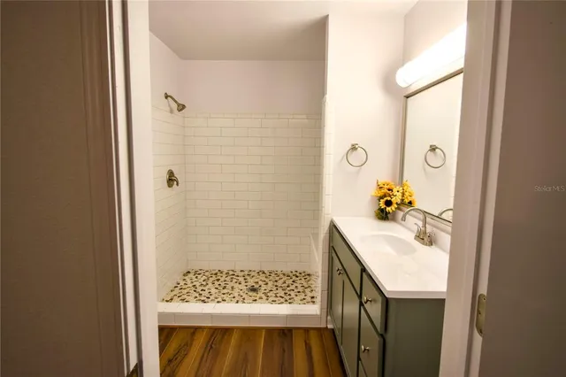 a bathroom with a shower