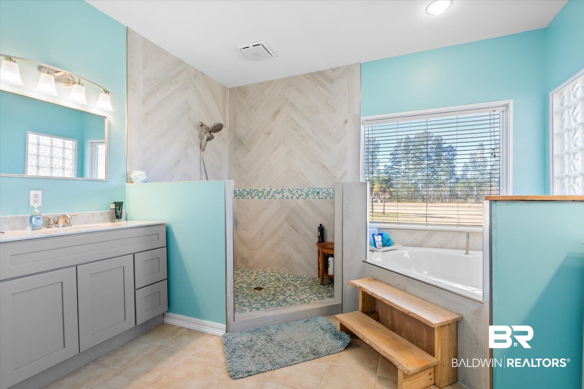 15635 County Road 83 Elberta, AL 36530 - Photo 14 of 54 Bathroom with tile patterned floors, separate shower and tub, and vanity