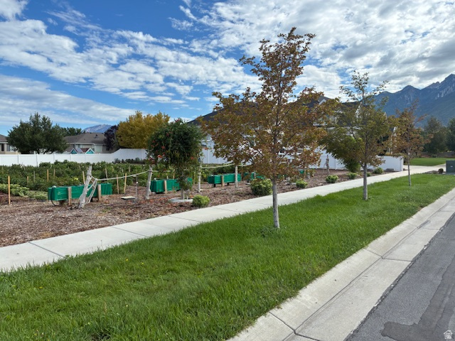 367 Pheasant View Drive, Unit 2 Draper, UT 84020 - Photo 8 of 13 Expansive garden area with raised planters, a concrete sidewalk, and manicured grass verge