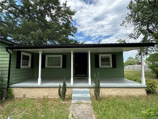 front view of a house with a porch