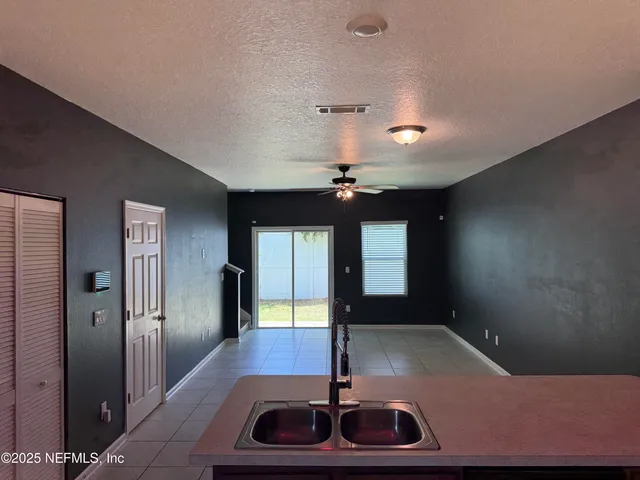 a view of a lobby with a couch