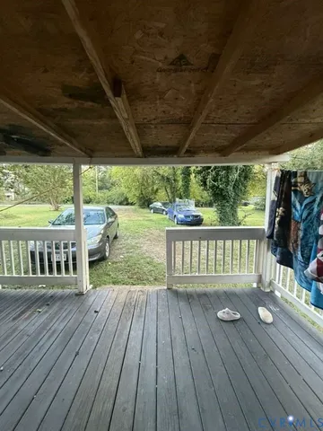 a view of a wooden deck