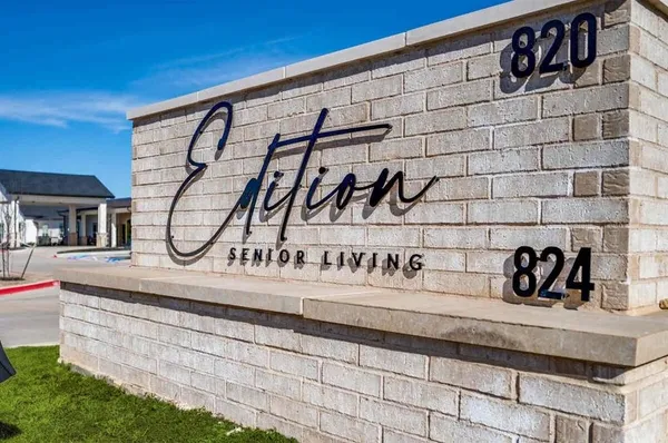 a view of a sign under a window