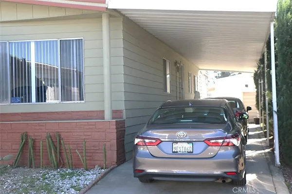 a car parked in front of a house