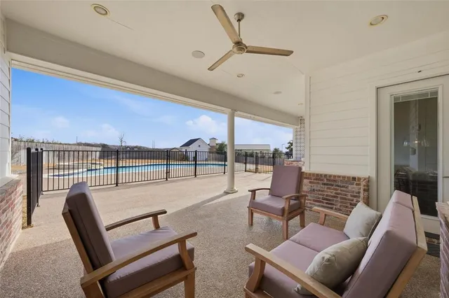 a roof deck with couch