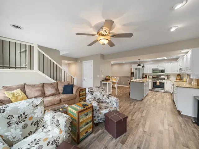 a living room with furniture