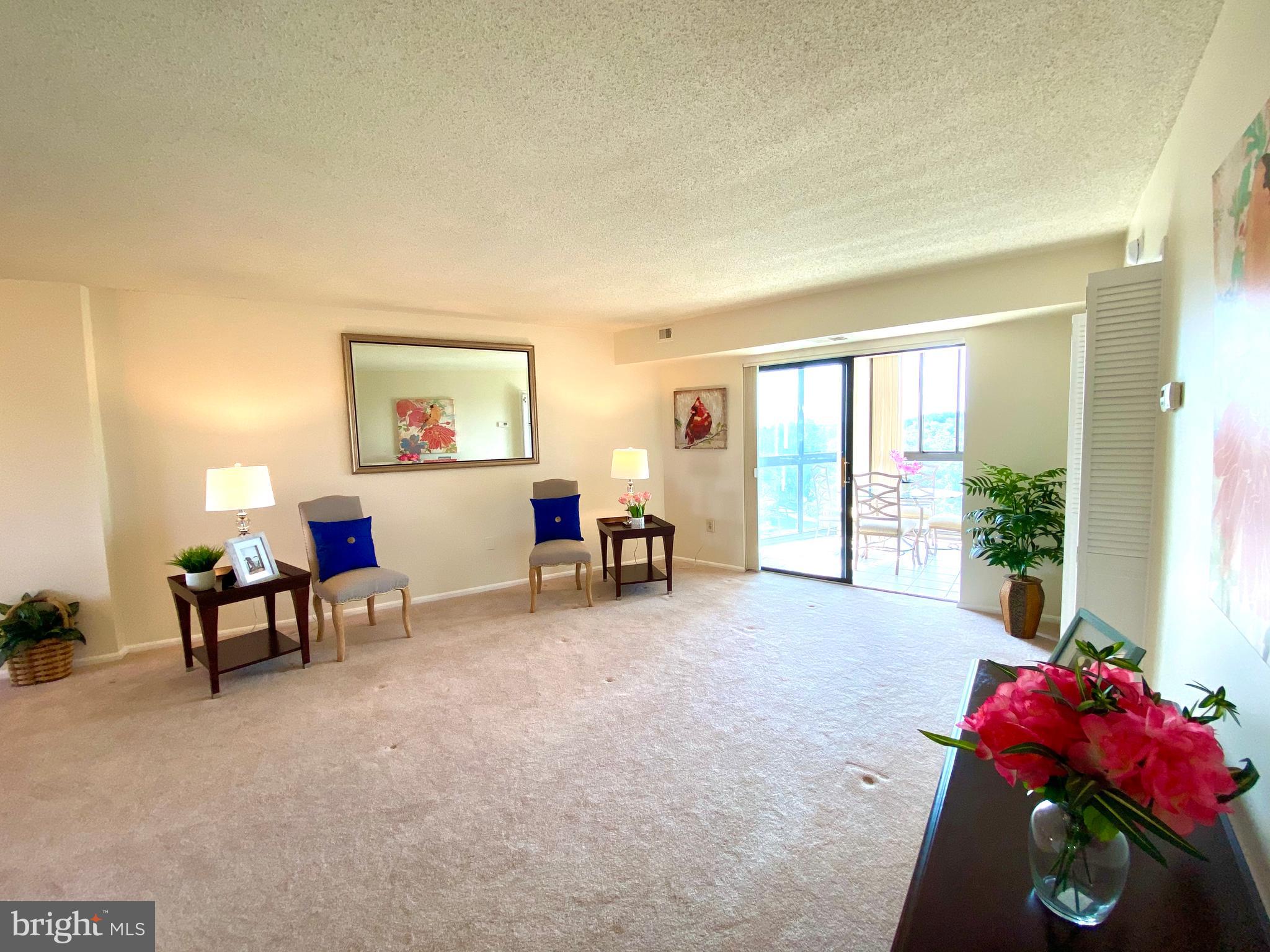 15115 Interlachen Drive, Unit 3812 Silver Spring, MD 20906 - Photo 5 of 39 Living room opens to enclosed balcony