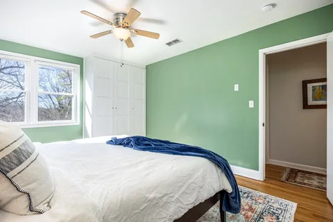 a backyard of a house with lots of green space