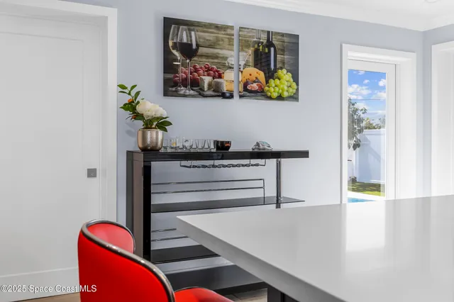 a view of workspace with wooden floor