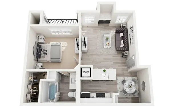 a view of living room with furniture and wooden floor