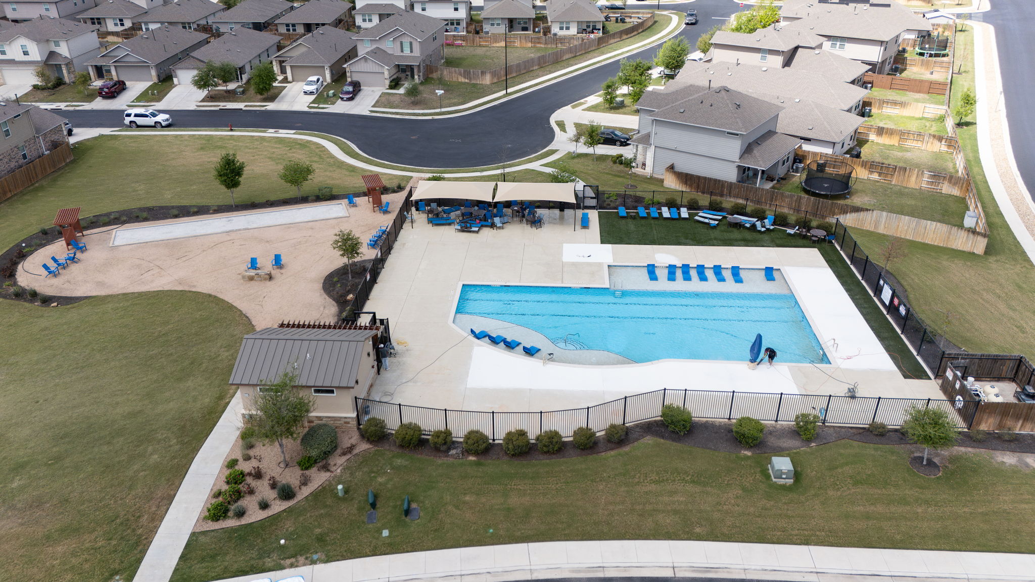 307 Watercourse Way Bastrop, TX 78602 - Photo 35 of 35 an aerial view of a house with swimming pool