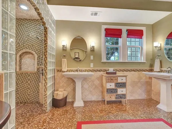 a bathroom with a shower