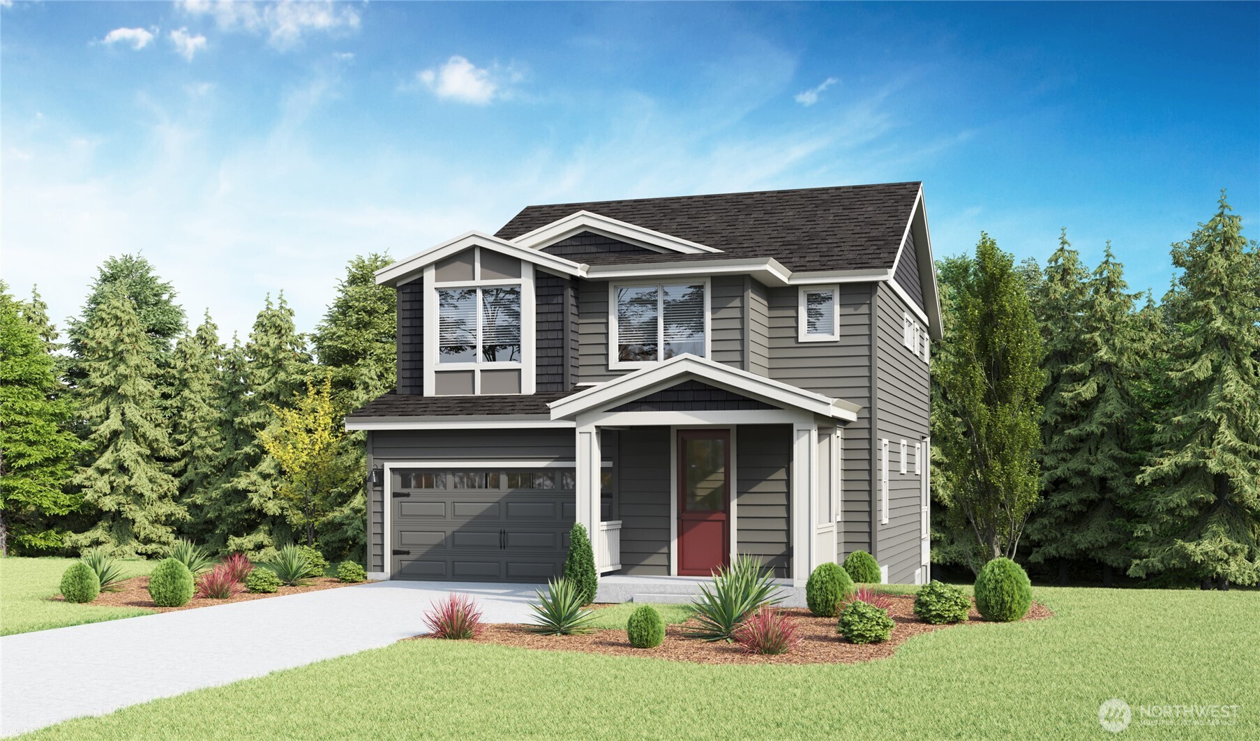 26825 Northeast 143rd Circle, Unit 5 Duvall, WA 98019 - Photo 1 of 1 a front view of a house with a yard and garage