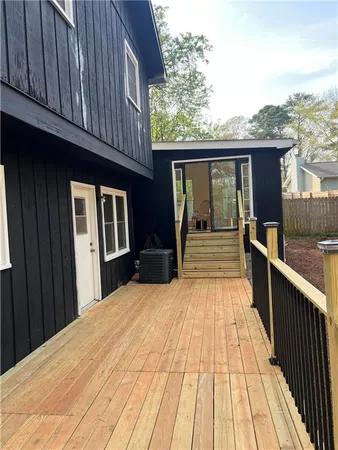 a view of a balcony with an outdoor space