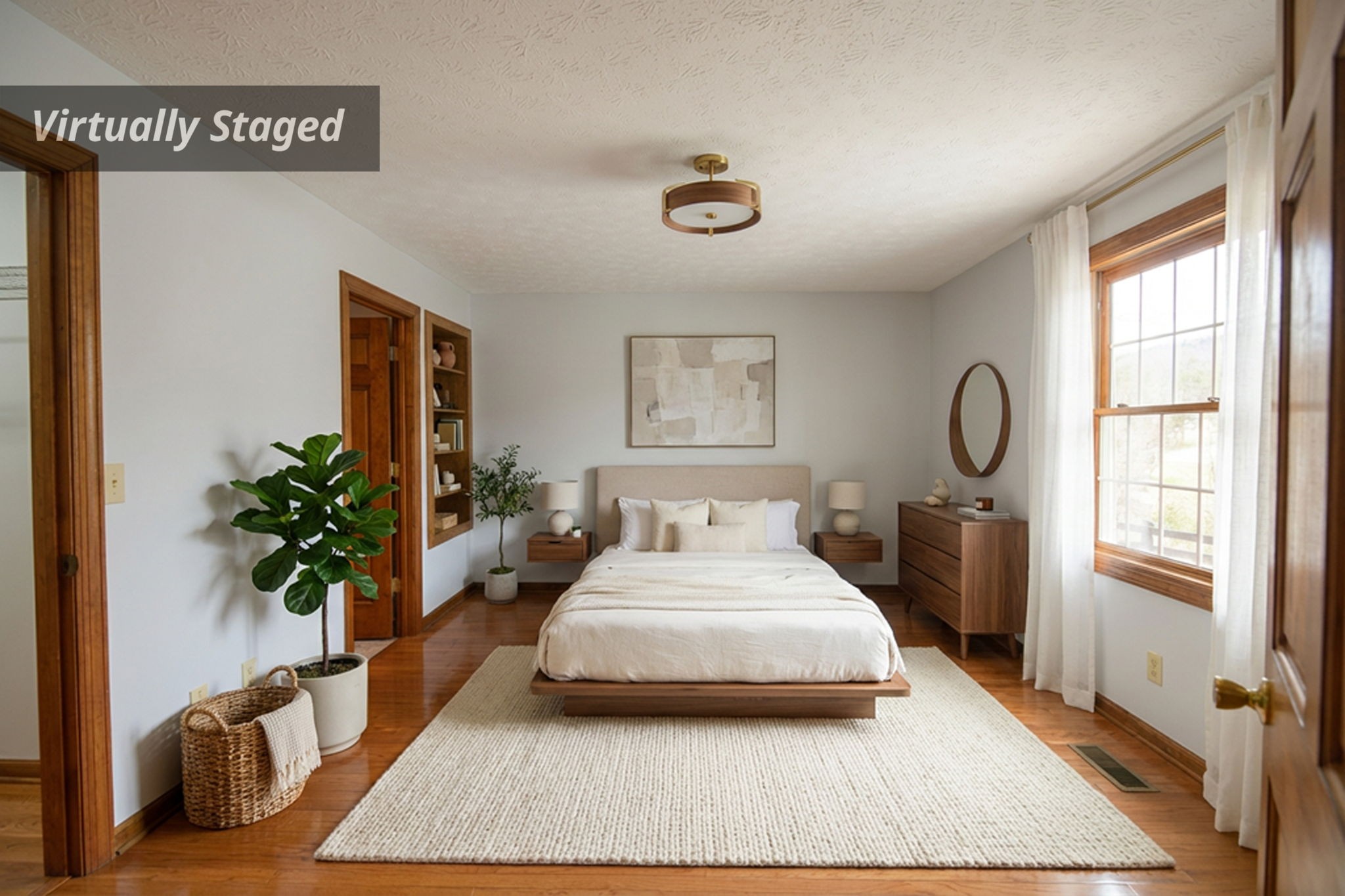 6680 Walker Creek Road Alexandria, TN 37012 - Photo 12 of 75 a bedroom with a large bed and a potted plant