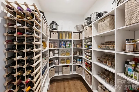 a view of a room with shelves