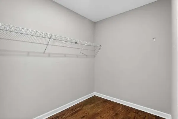 a view of a room with racks on the wall