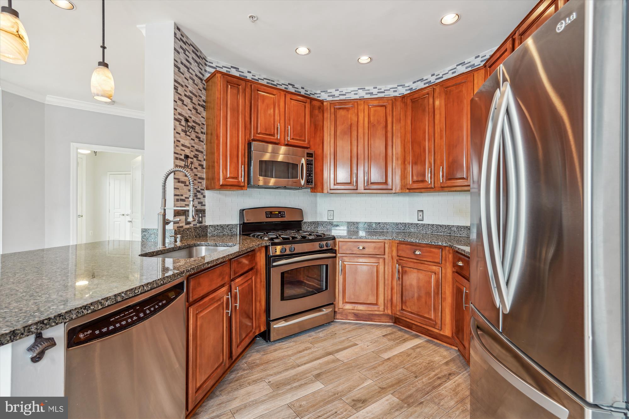 Kitchen floor is plank luxury vinyl