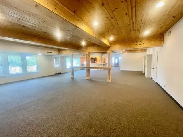 a view of a projector room with a chair