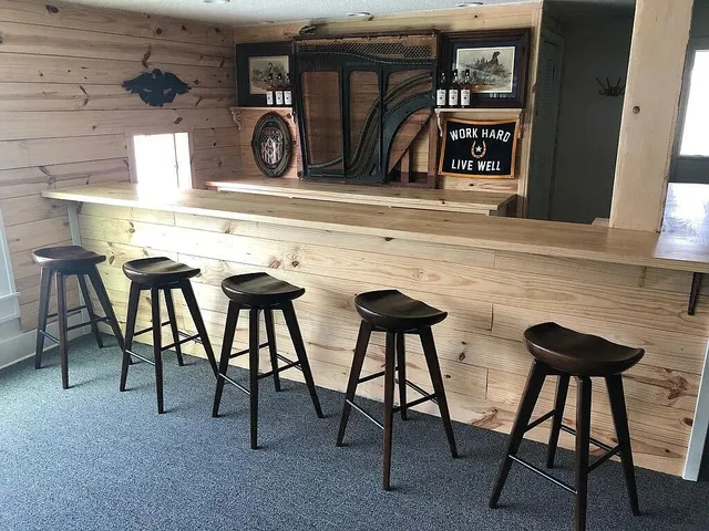 an empty room with a fireplace