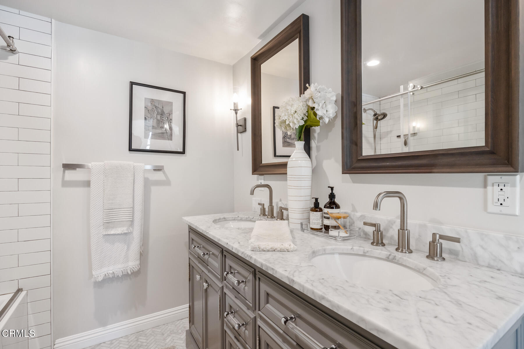 2386 Galbreth Road Pasadena, CA 91104 - Photo 37 of 63 a bathroom with double vanity sink and two mirror