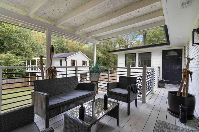 a view of a deck with a sink