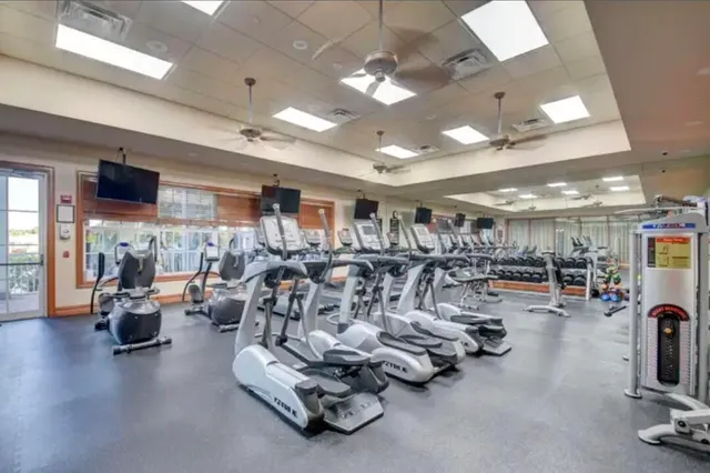 a view of a room with gym equipment