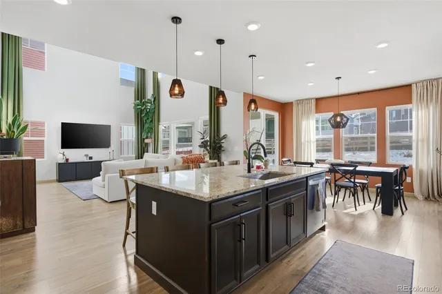 a kitchen with lots of counter top space