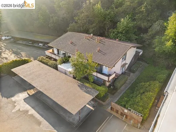 an aerial view of a house