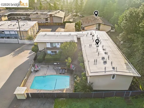 an aerial view of a house