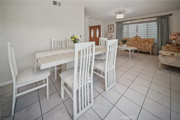 a view of a dining area with furniture