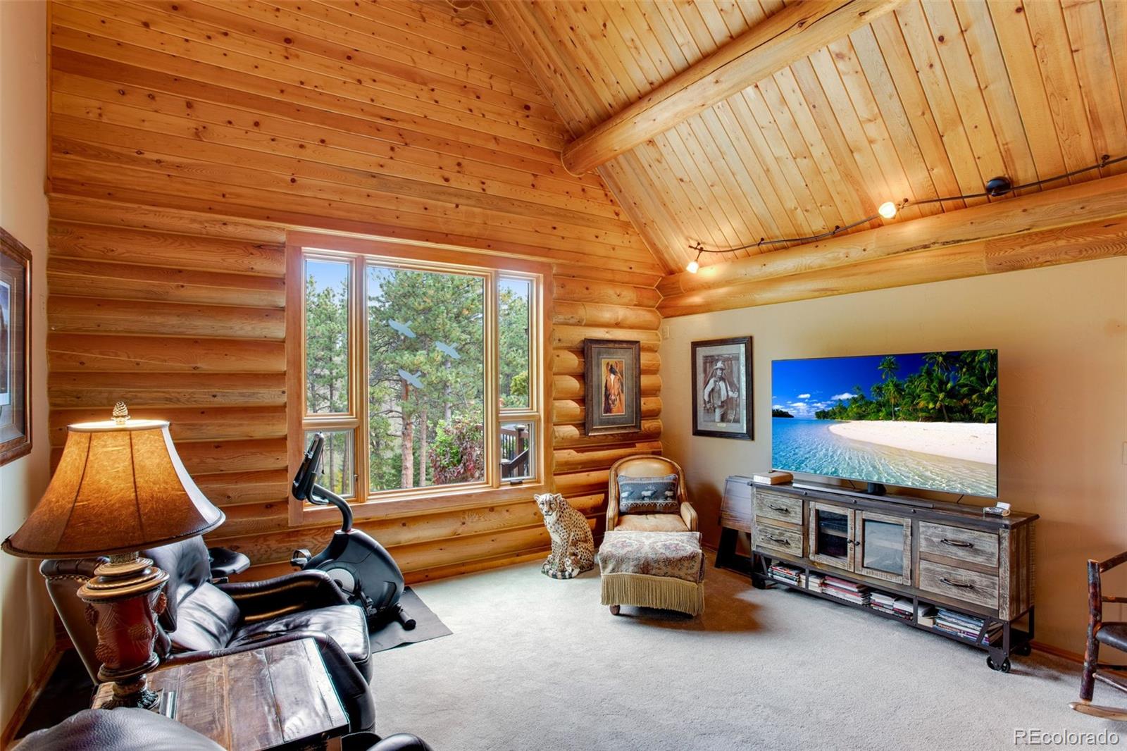 427 Wilderness Ridge Way Bellvue, CO 80512 - Photo 26 of 50 a living room with furniture and a flat screen tv