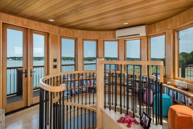 a view of a terrace with seating area