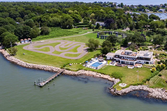 an aerial view of a house